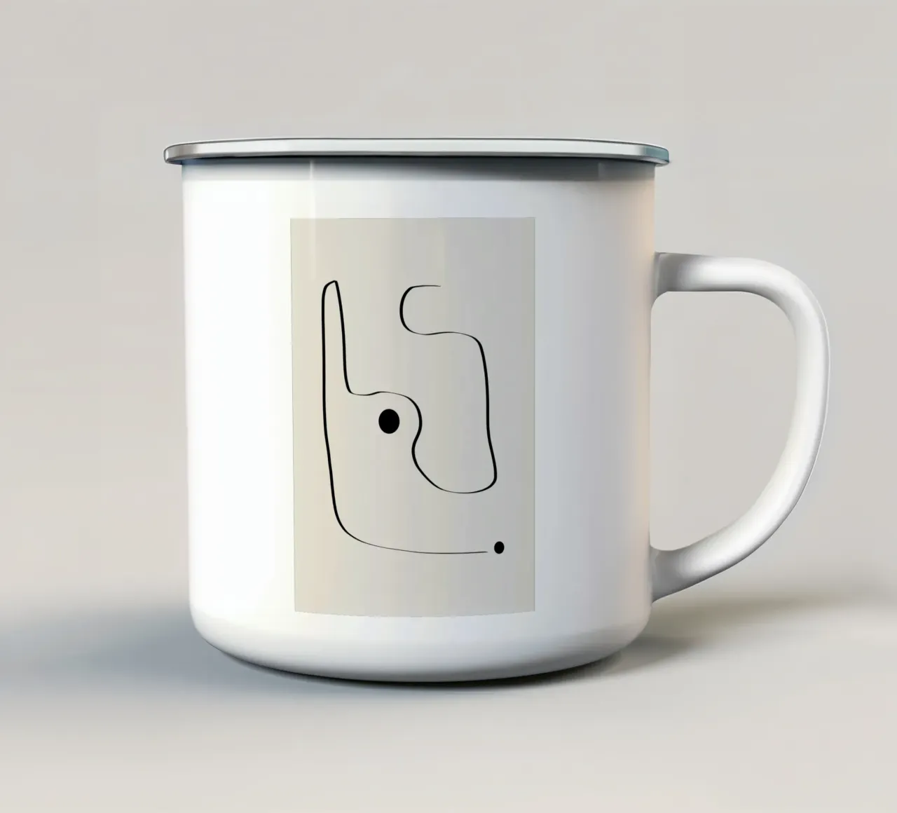 Figure with lines in beige III tazza in smalto da Imaginative