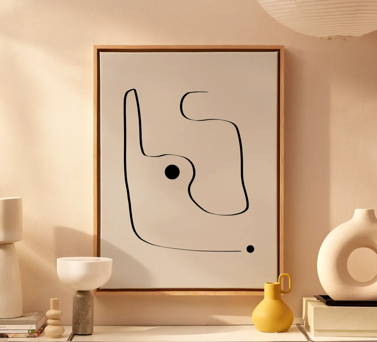 Figure with lines in beige III canvas by Imaginative