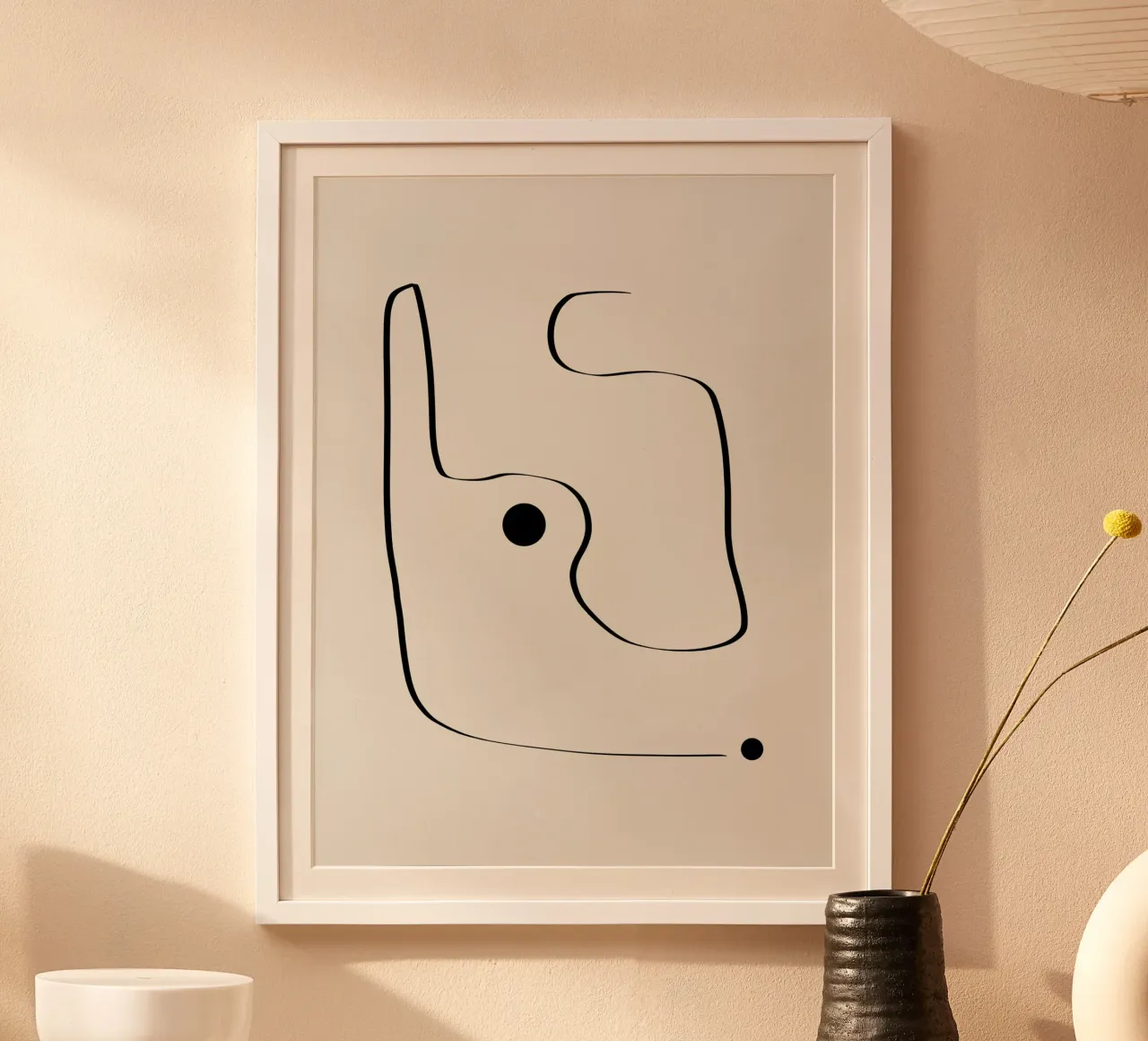 Figure with lines in beige III carta hahnemühle da Imaginative