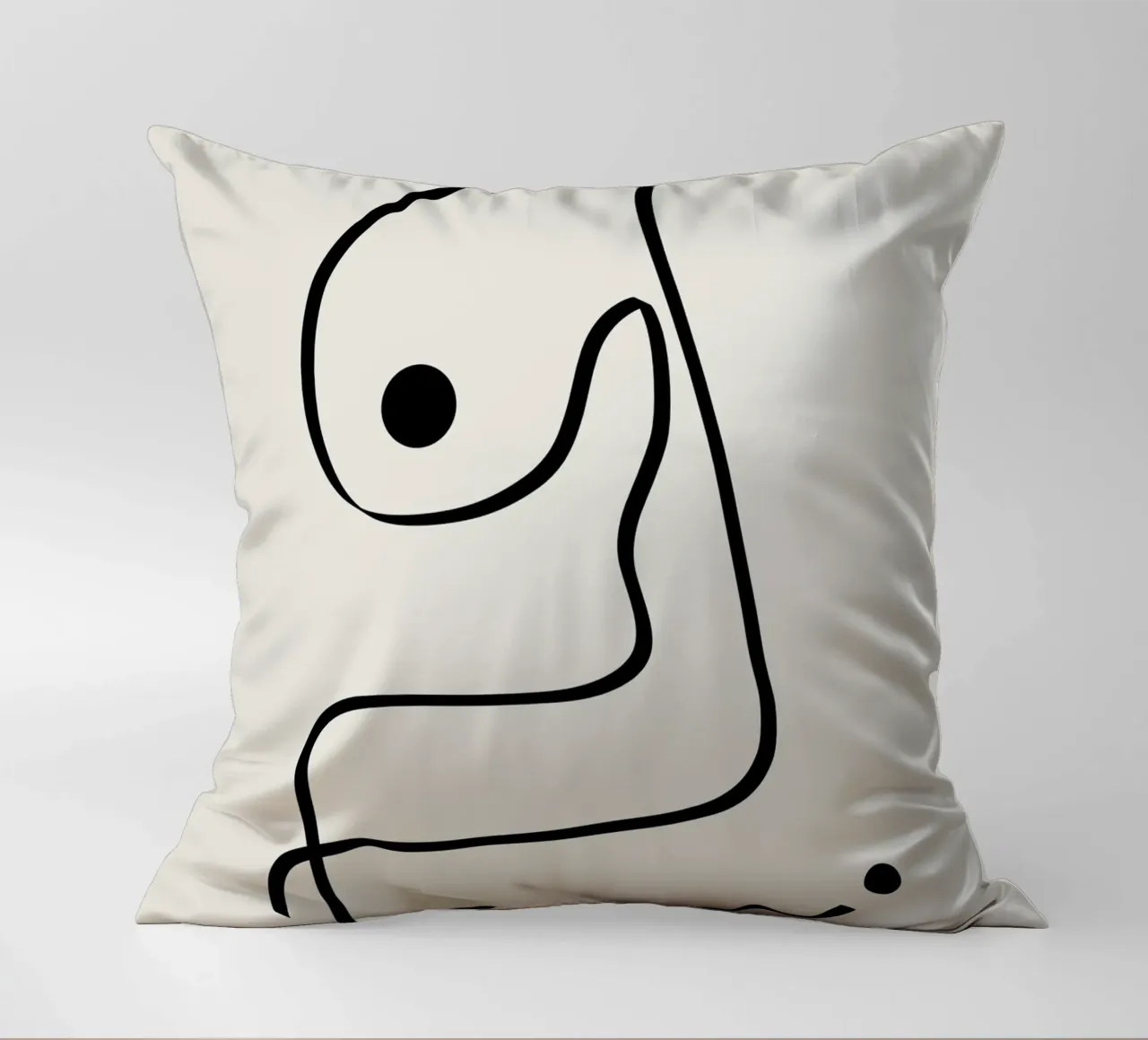 Figure with lines in beige IV Kissen von Imaginative
