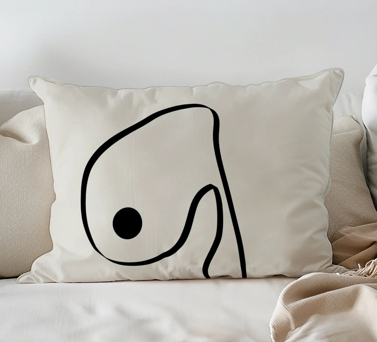 Figure with lines in beige IV cuscino da Imaginative