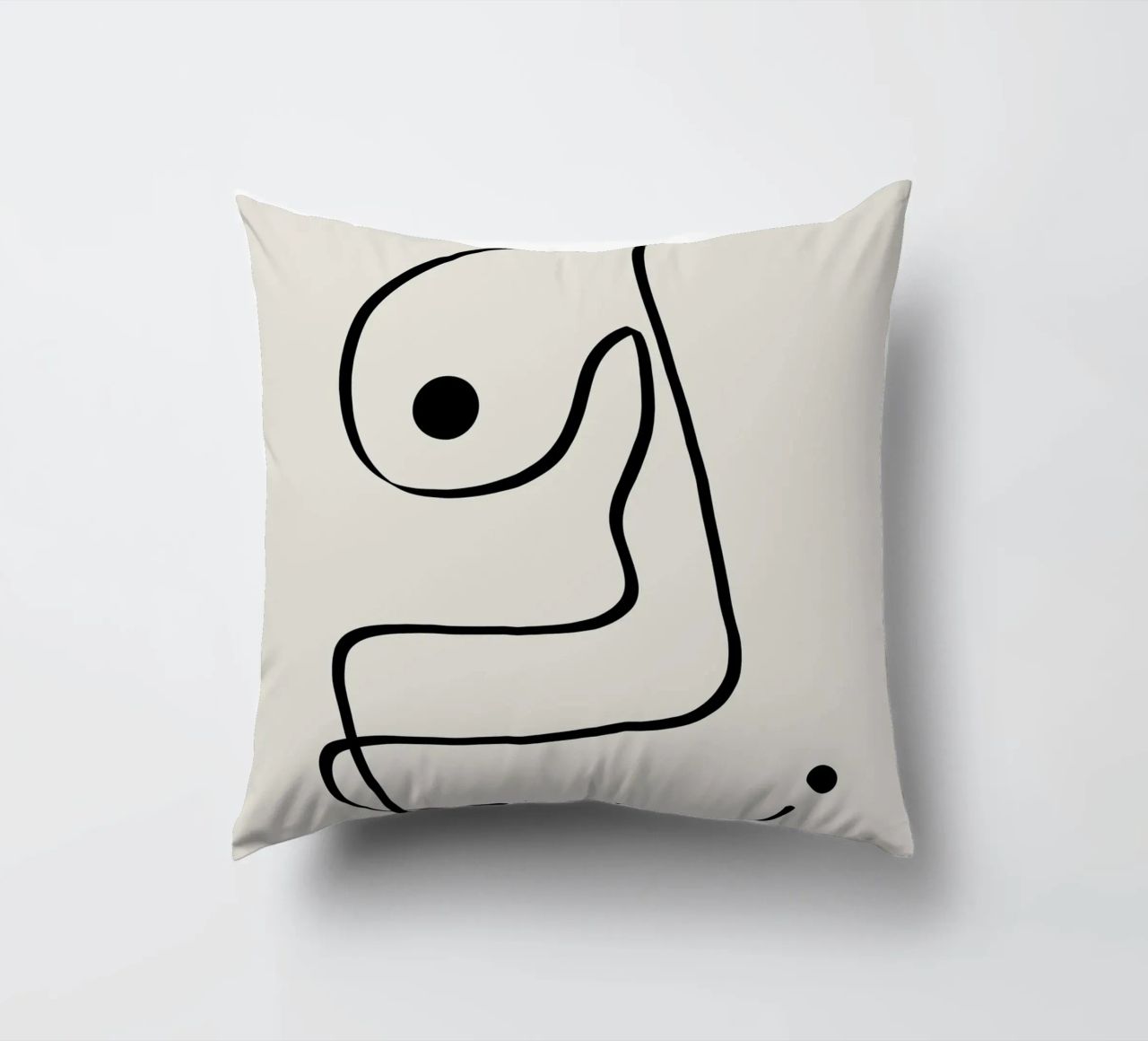 Figure with lines in beige IV cuscino da Imaginative