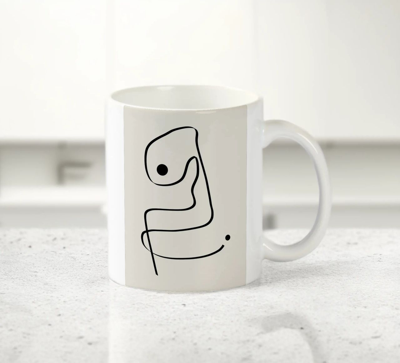 Figure with lines in beige IV tazza in ceramica da Imaginative