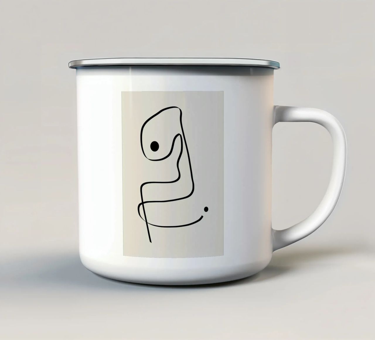 Figure with lines in beige IV tazza in smalto da Imaginative