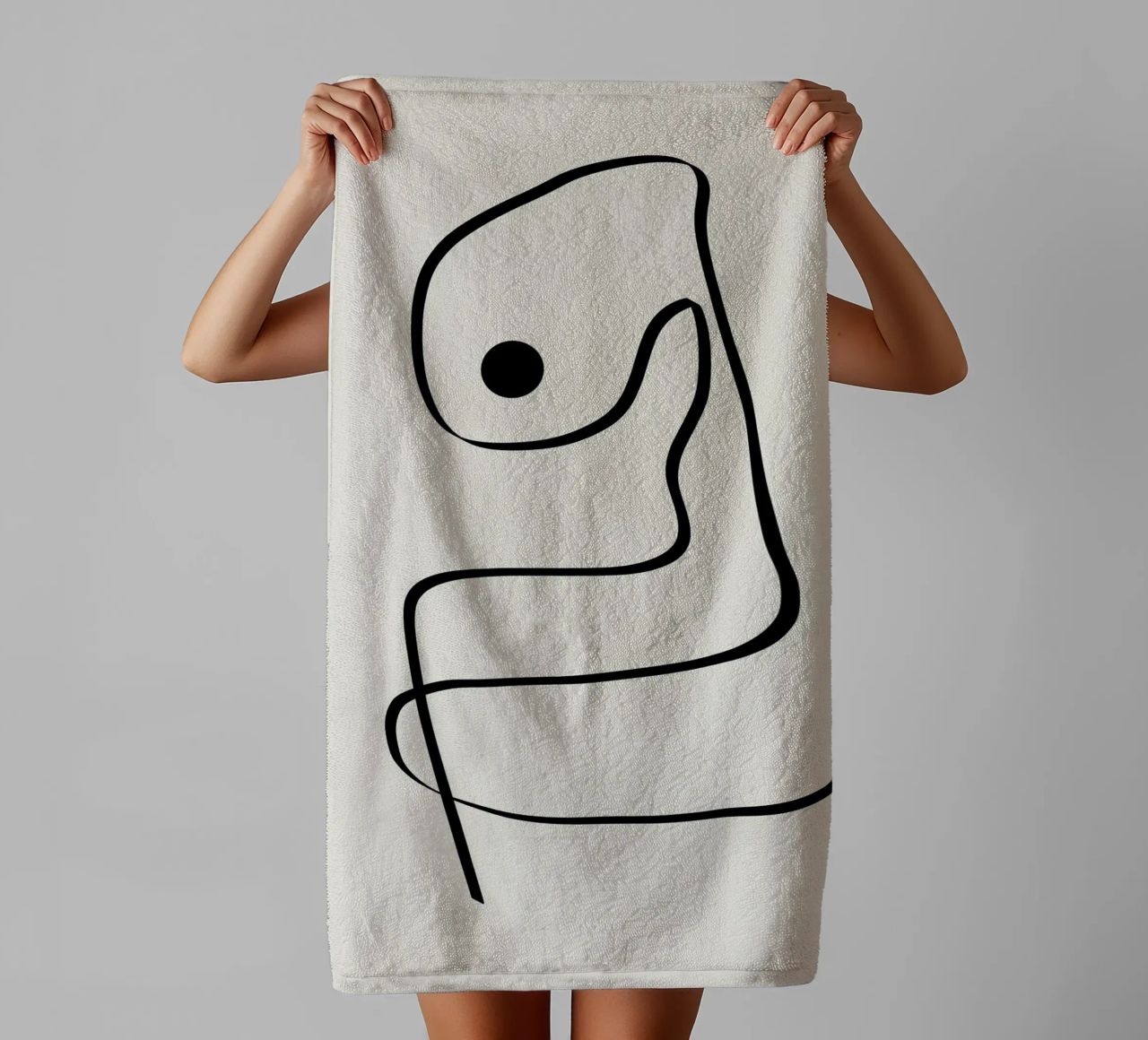 Figure with lines in beige IV asciugamano da bagno da Imaginative