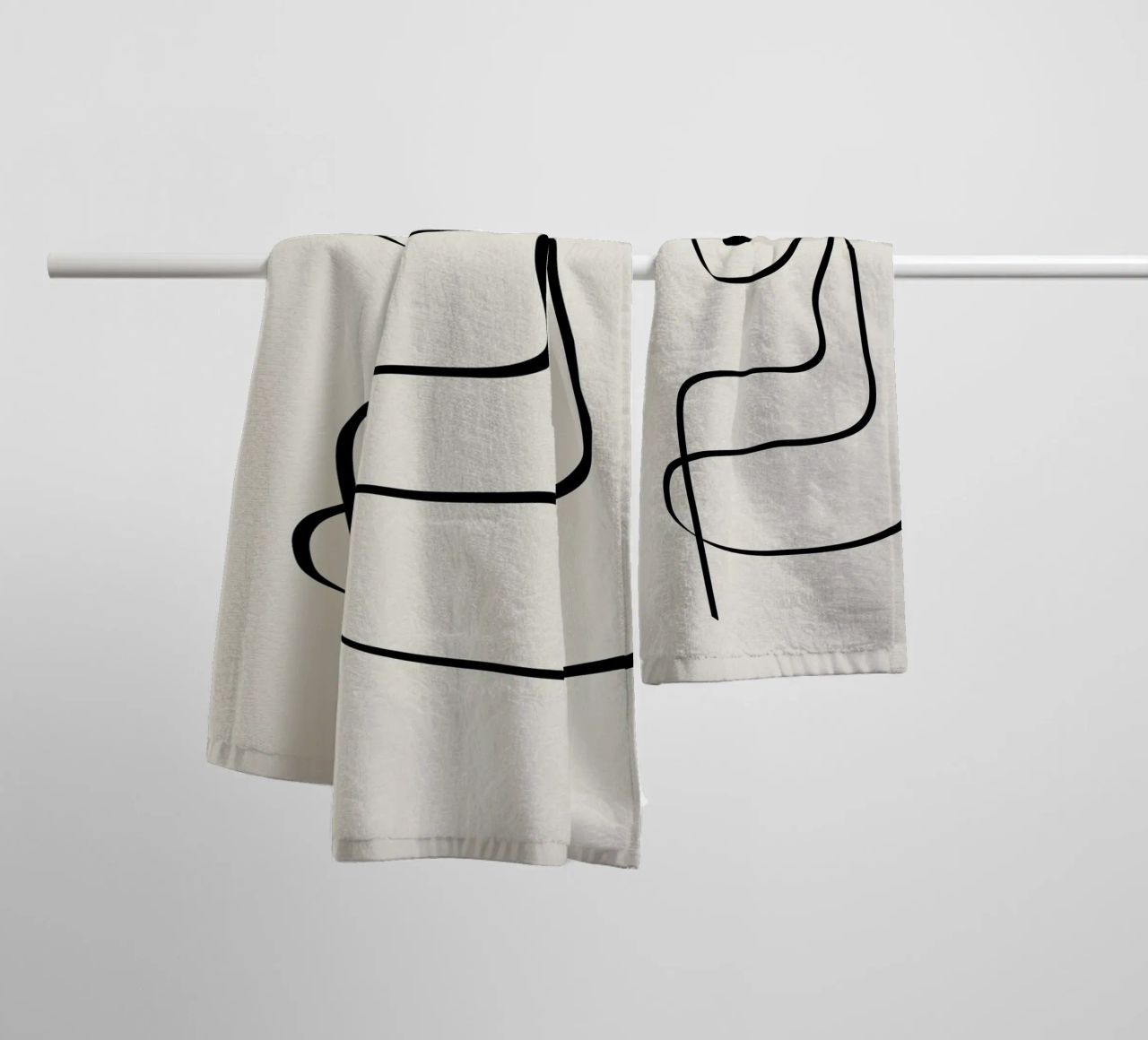 Figure with lines in beige IV asciugamano da bagno da Imaginative