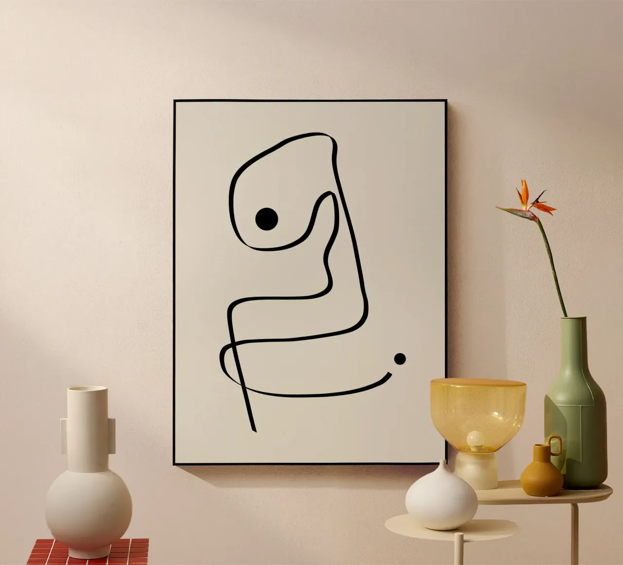 Figure with lines in beige IV metacrilato de Imaginative