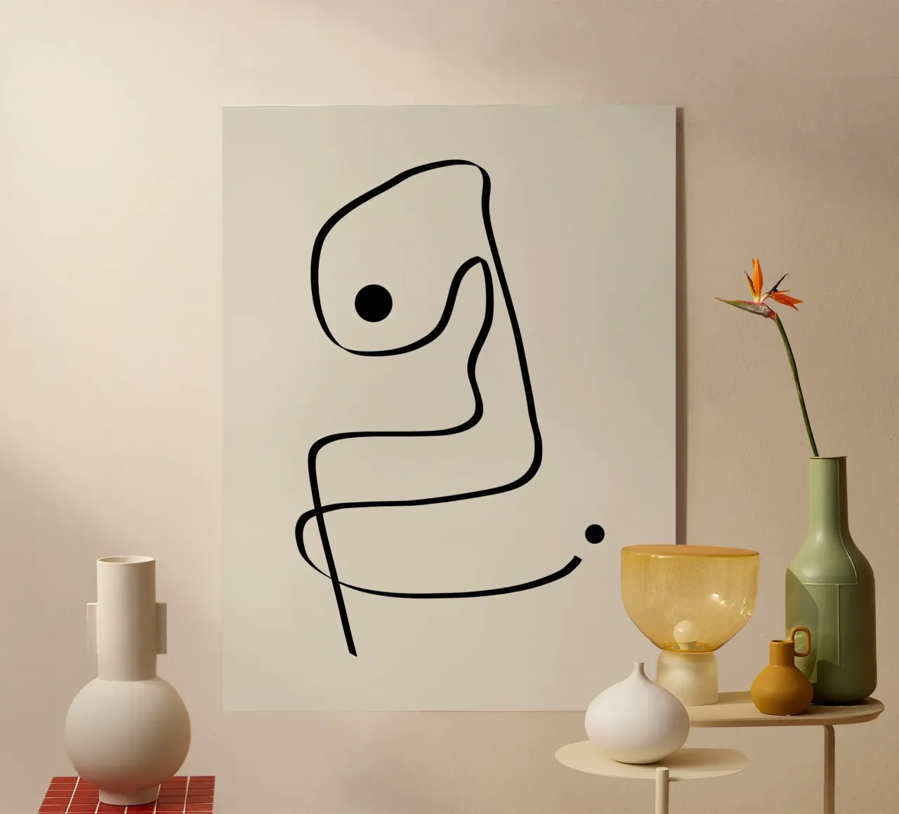 Figure with lines in beige IV plexiglass da Imaginative