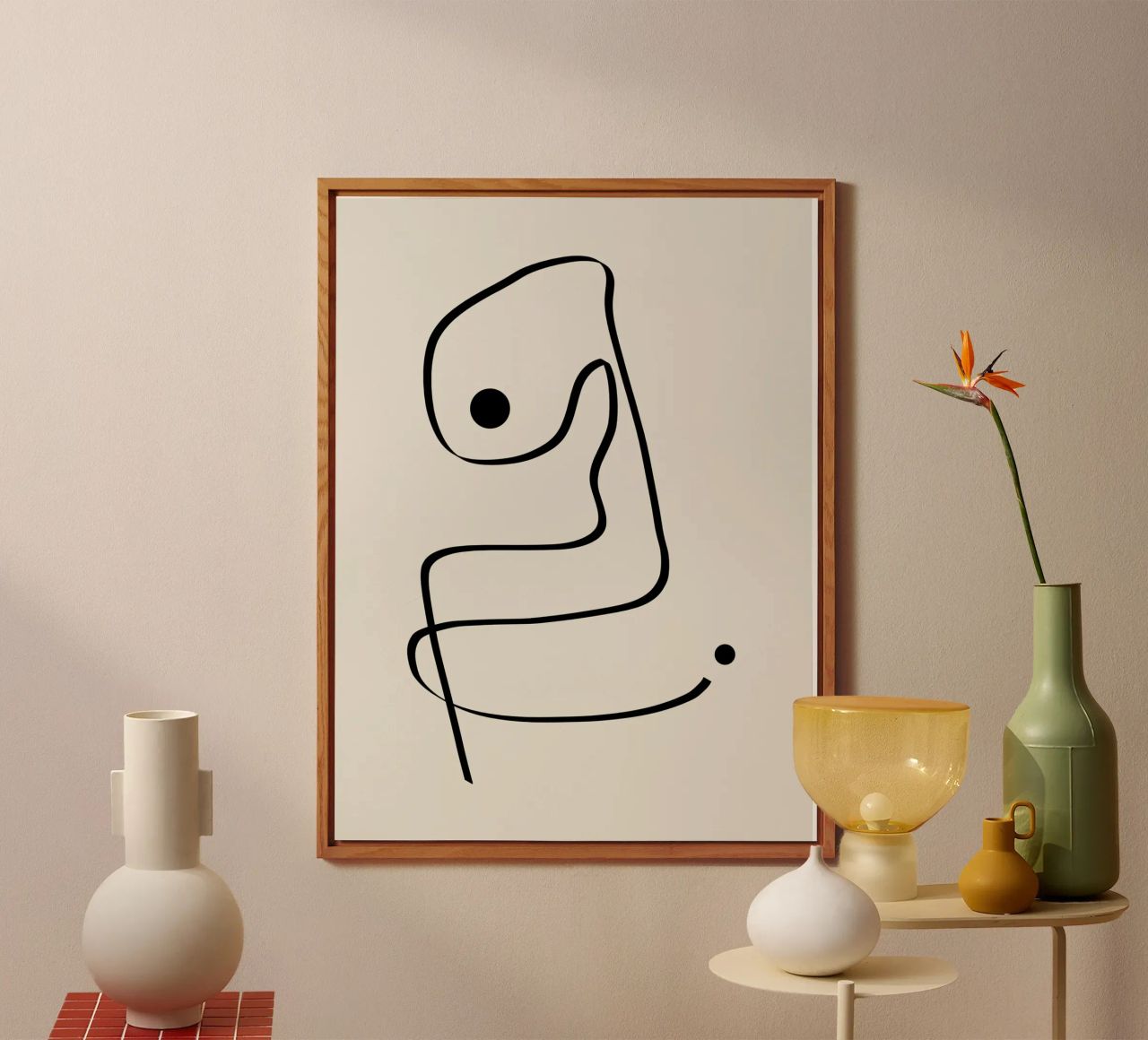 Figure with lines in beige IV alluminio dibond da Imaginative