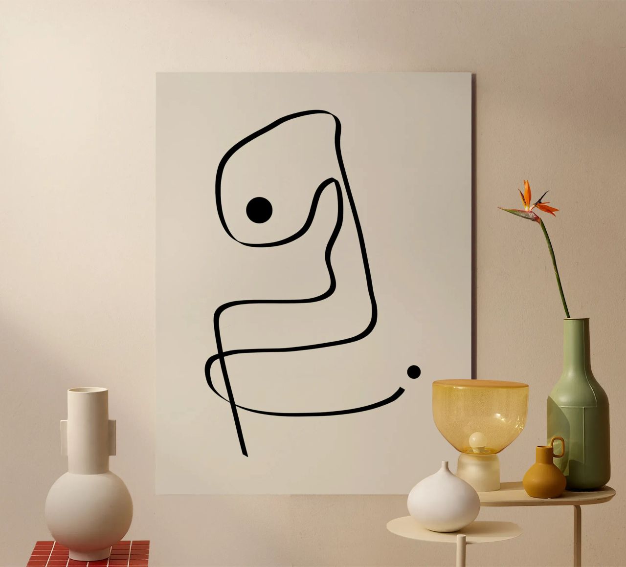 Figure with lines in beige IV alluminio dibond da Imaginative
