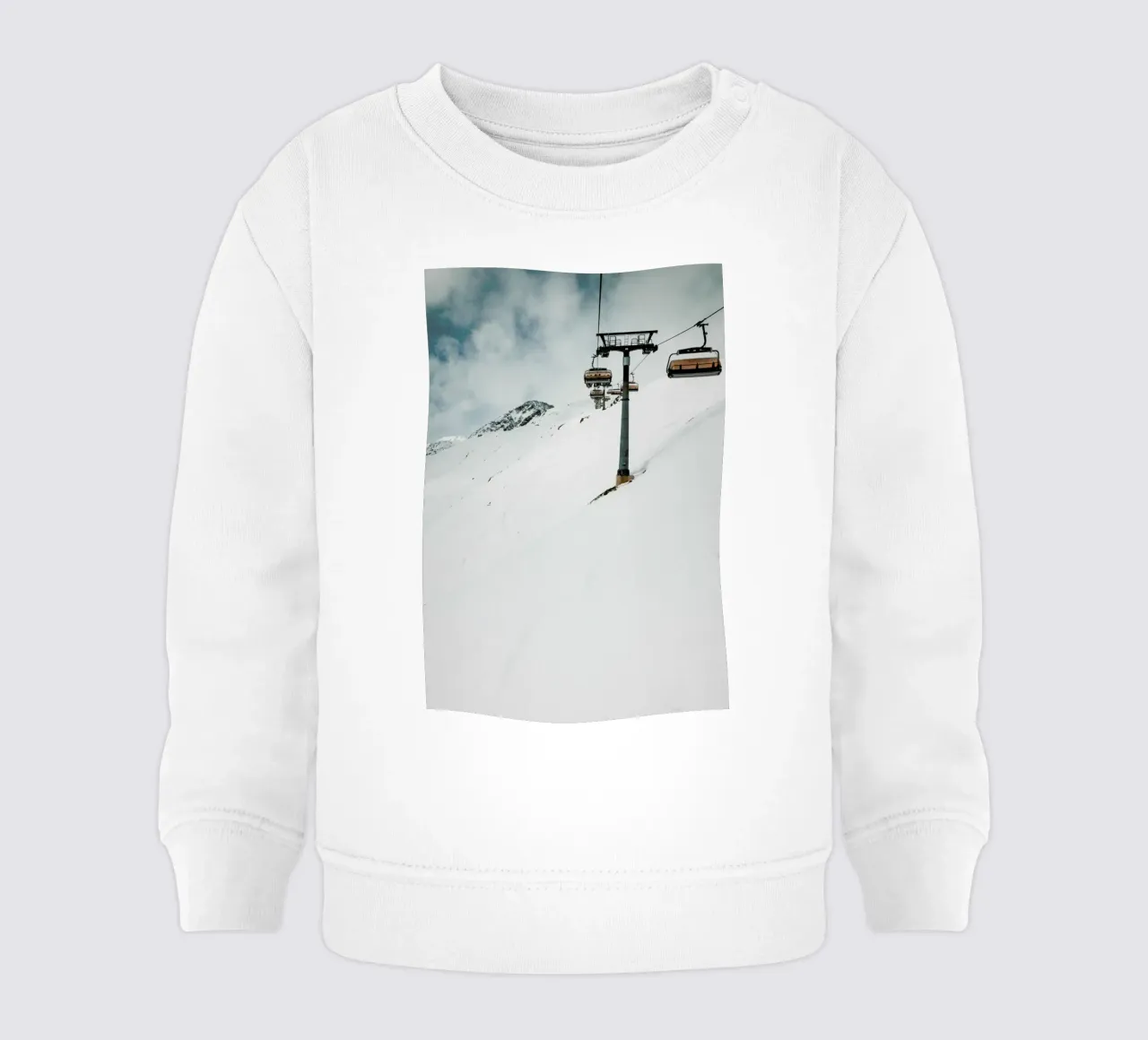 Riding The Lift In Winter baby sweatshirt by Sebastian Hilgetag