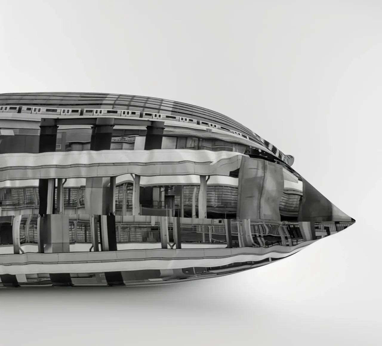 Molo di Hinode con ferrovia e grattacieli di Minato | monocromatico cuscino da Melanie Viola