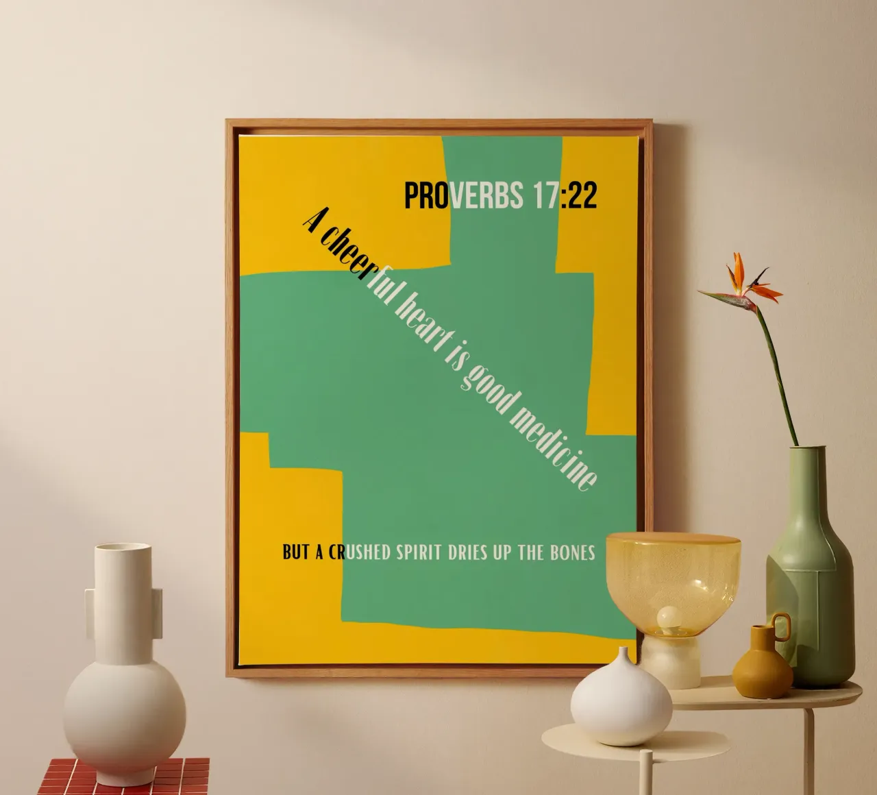 Versetto biblico Proverbi 17 22 tela con Cornice a cassetta da Little Dean