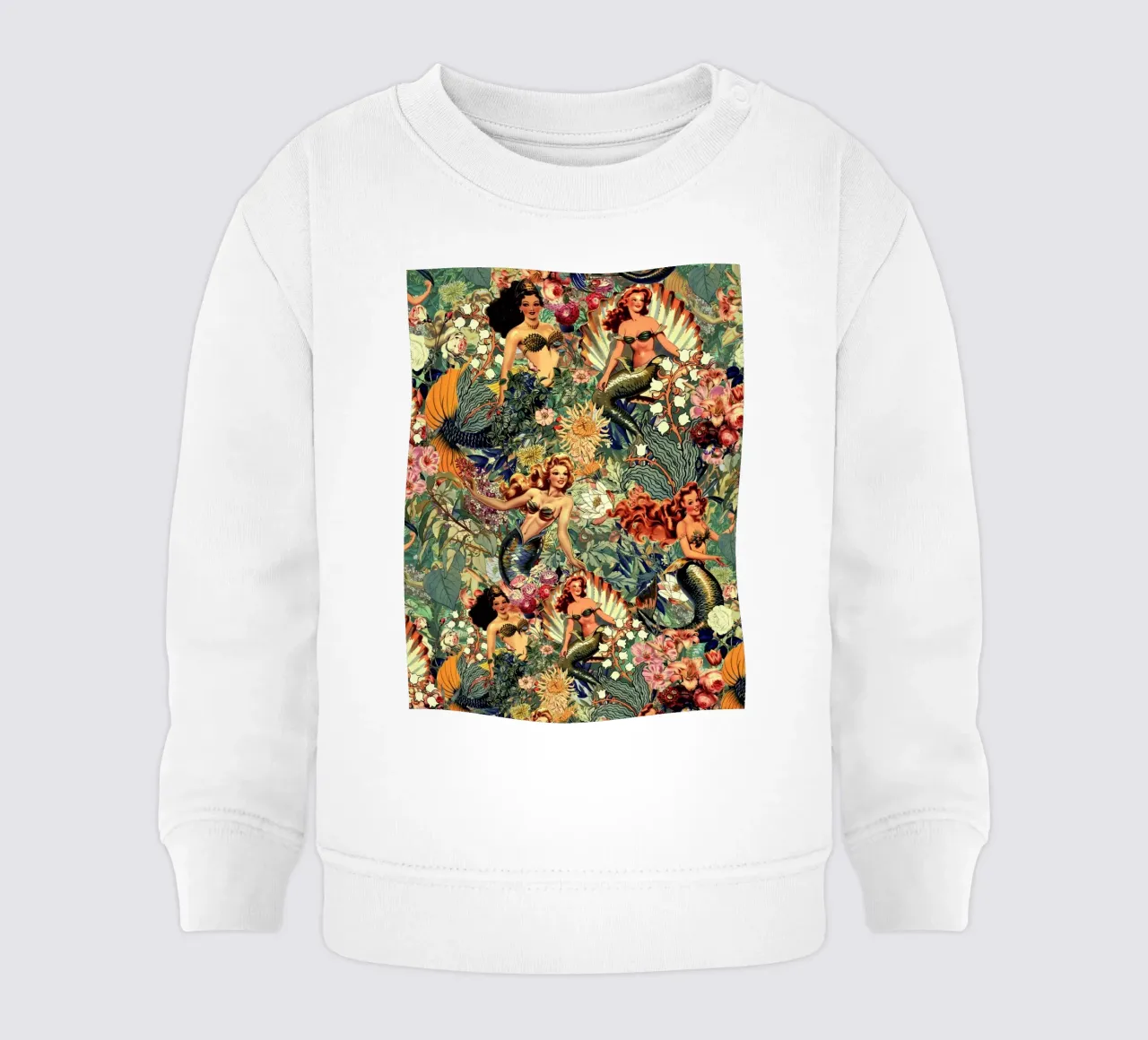 Mermaid and Flowers pattern felpa neonato da burcukorkmazyurek