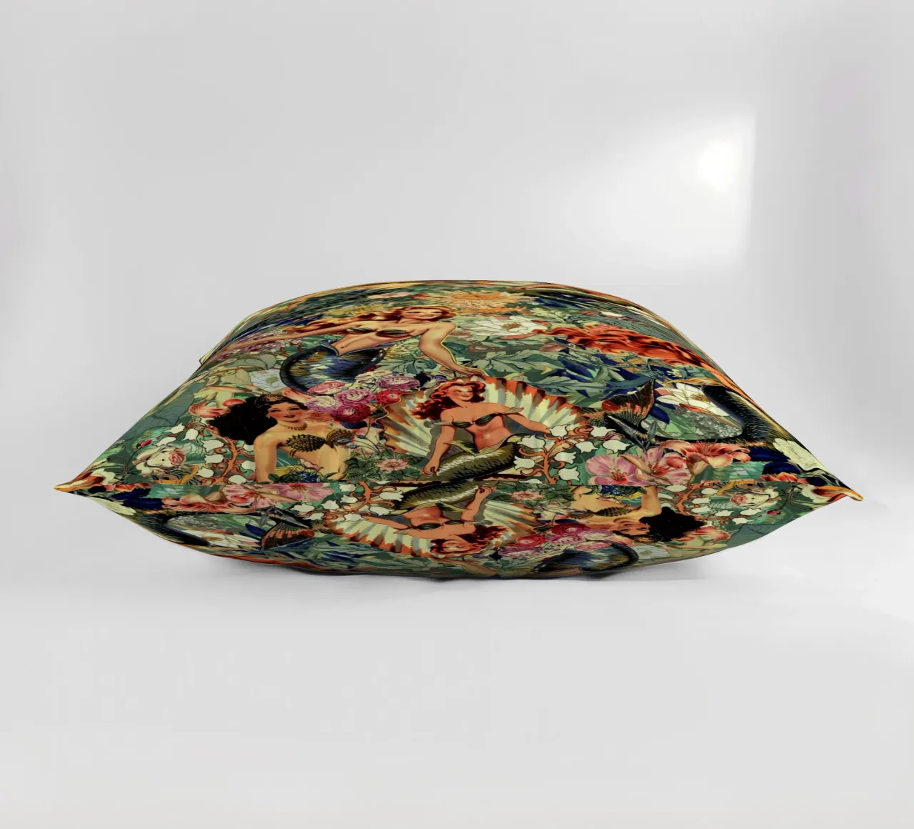 Mermaid and Flowers pattern cuscino da burcukorkmazyurek