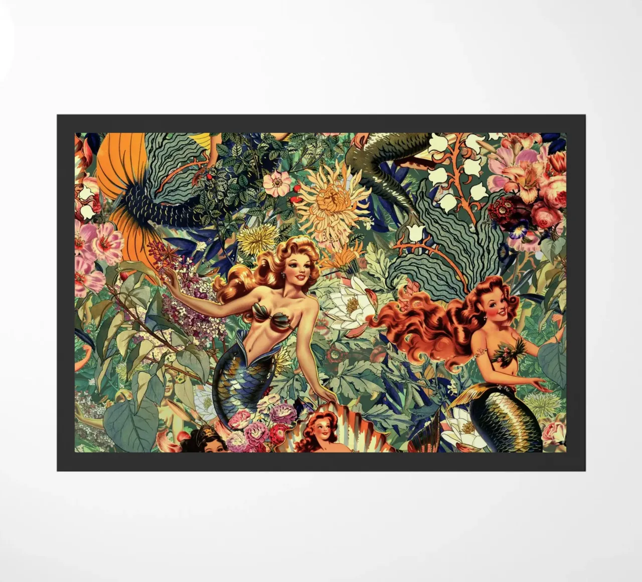 Mermaid and Flowers pattern zerbino da burcukorkmazyurek