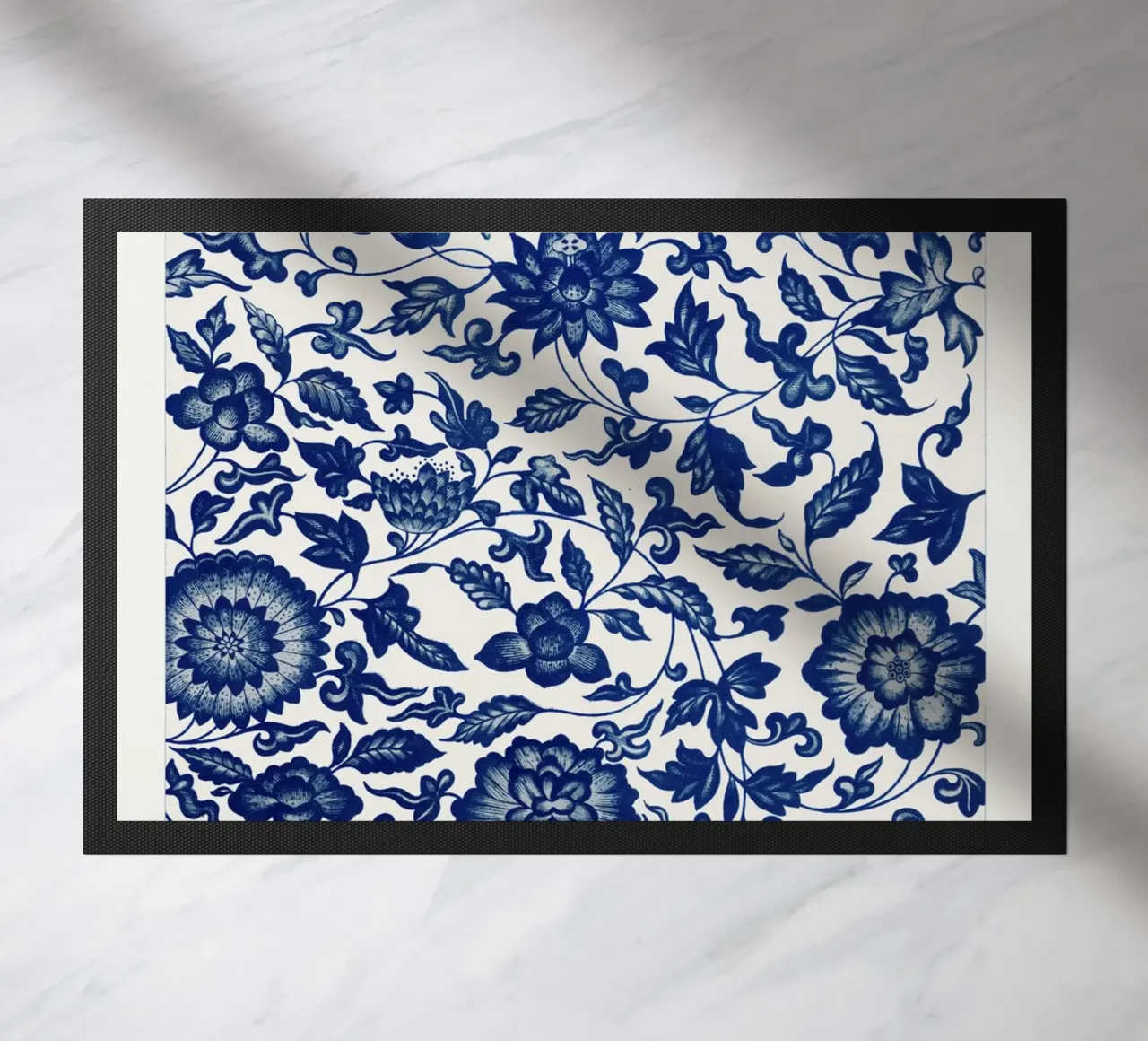 Blue flower pattern doormat by vintageshop