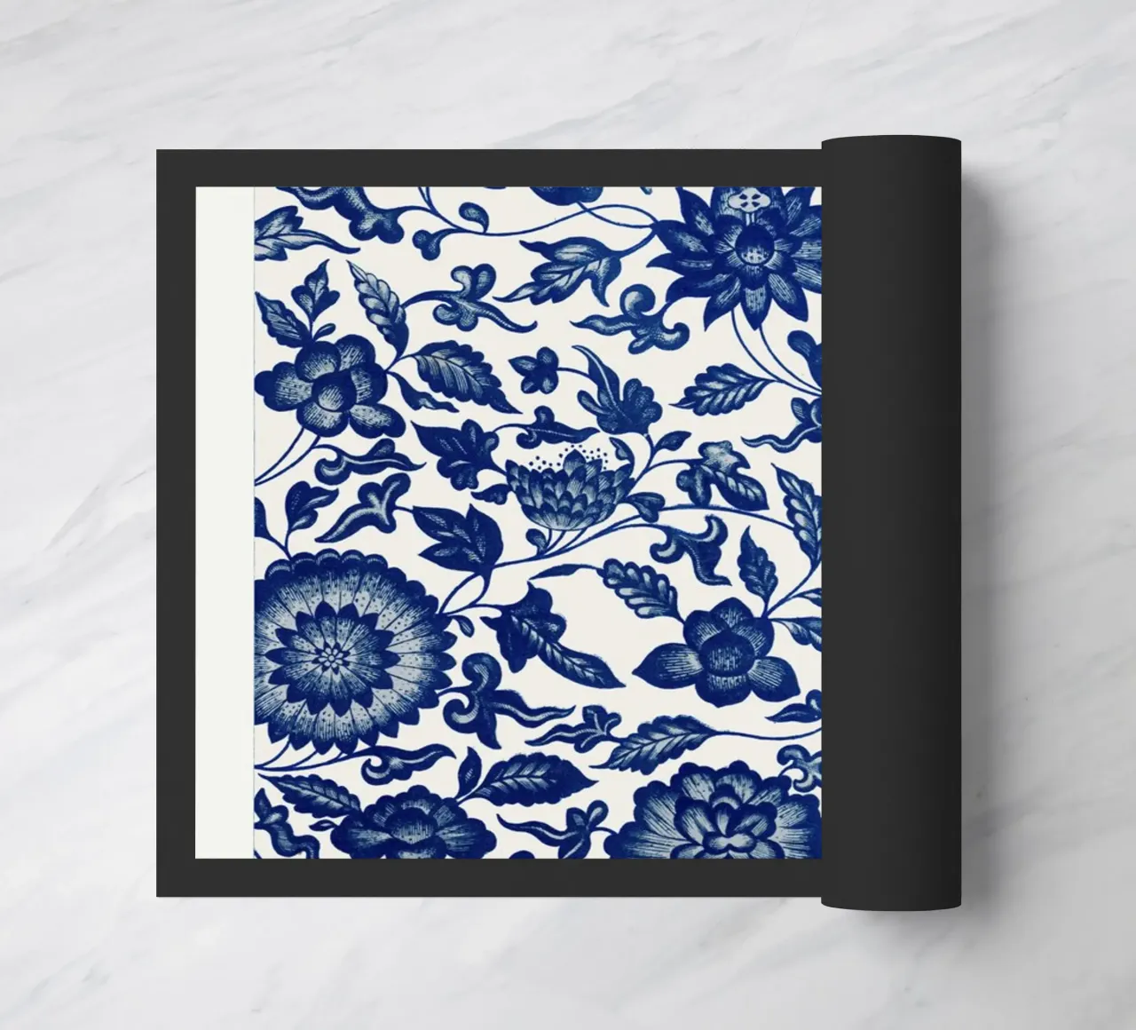 Blue flower pattern doormat by vintageshop