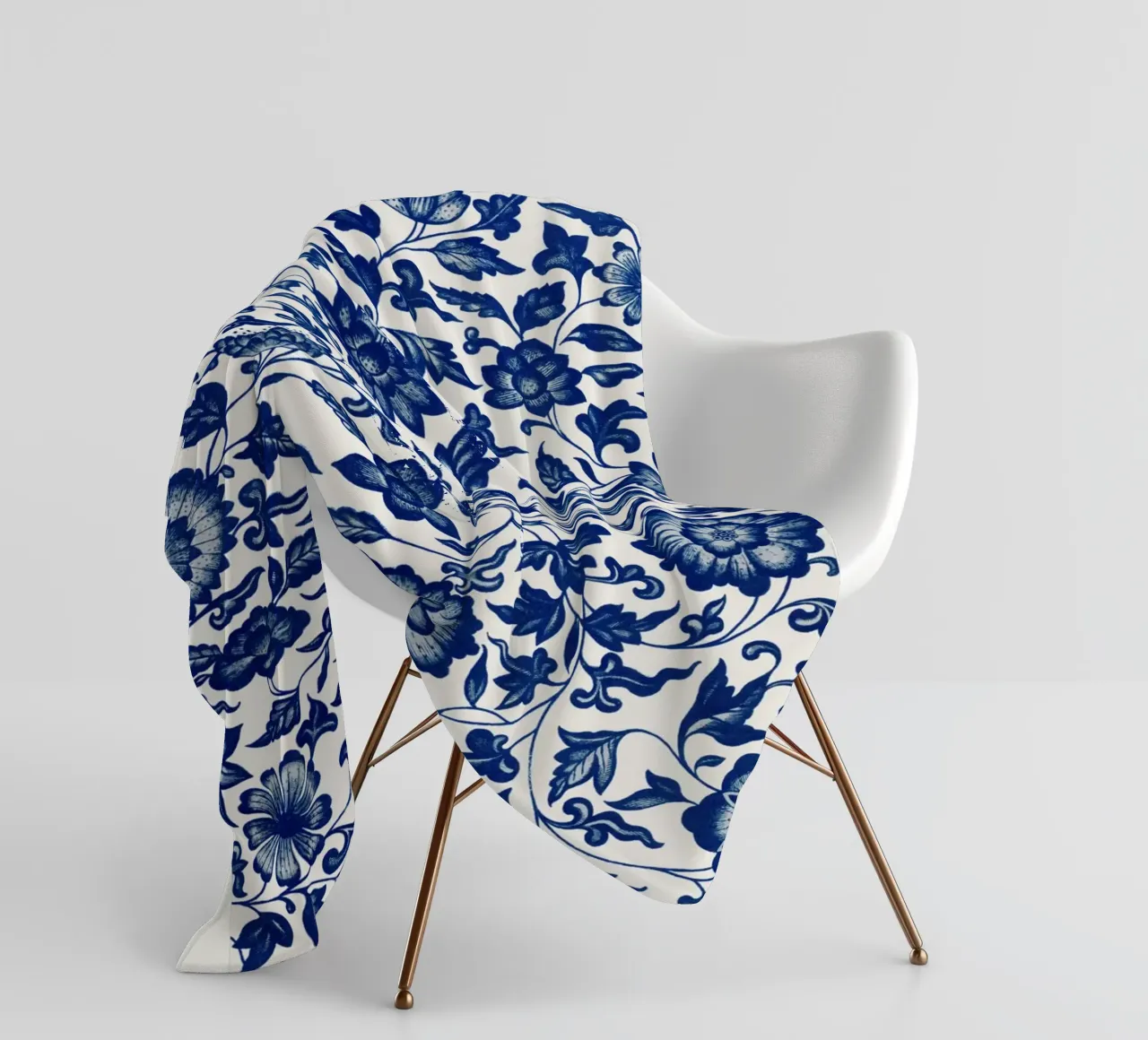 Blue flower pattern coperta in pile da vintageshop