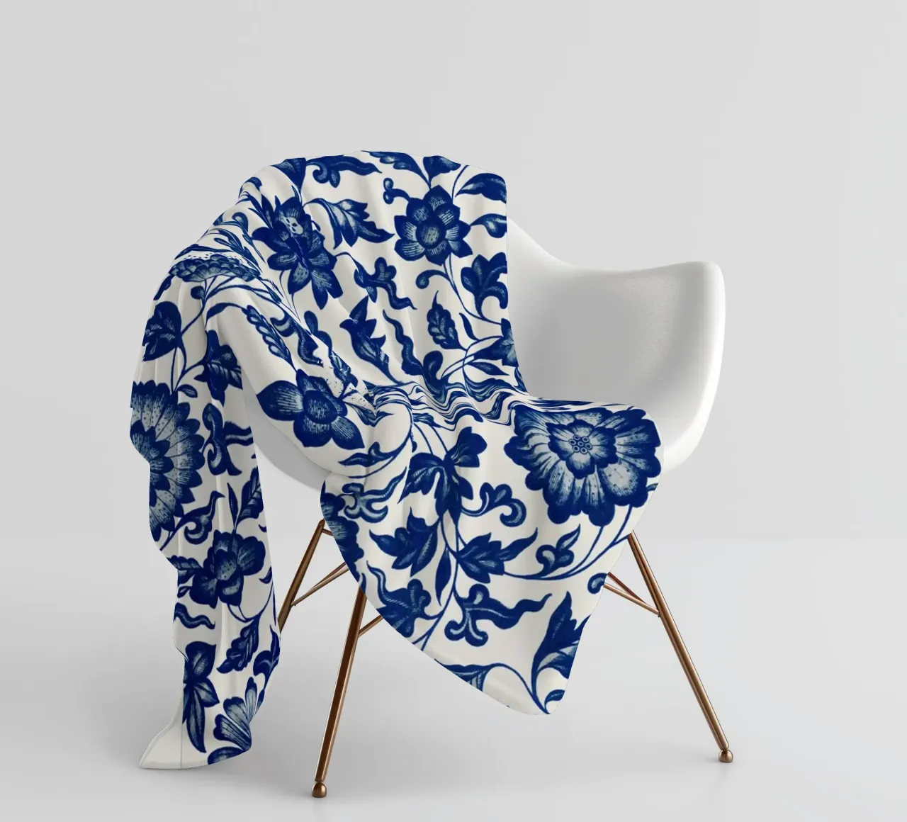 Blue flower pattern coperta in pile da vintageshop