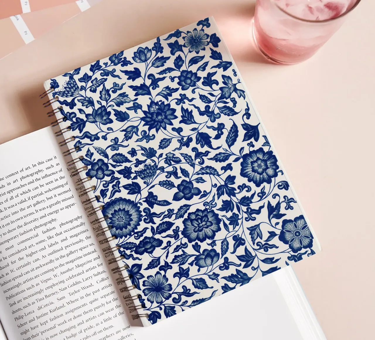 Blue flower pattern spiral notebook by vintageshop