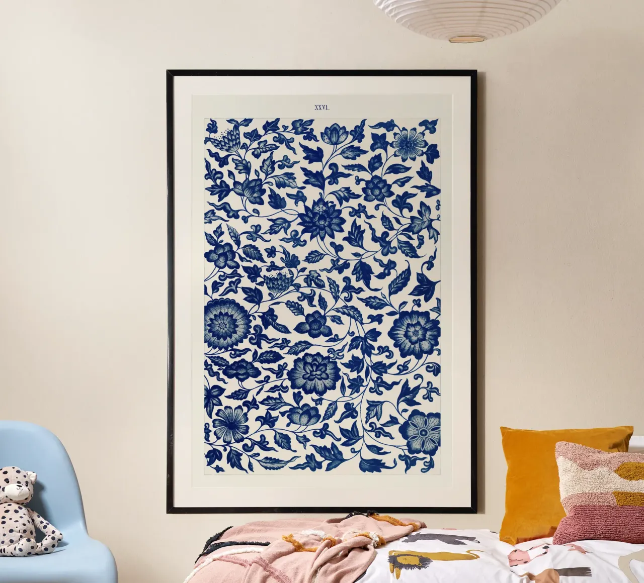 Blue flower pattern poster by vintageshop
