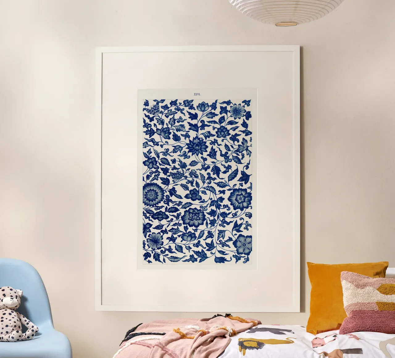Blue flower pattern poster by vintageshop