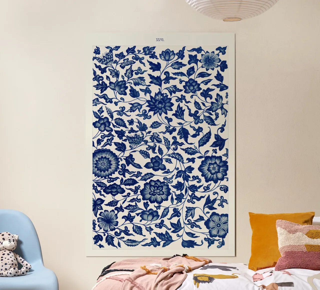 Blue flower pattern poster by vintageshop