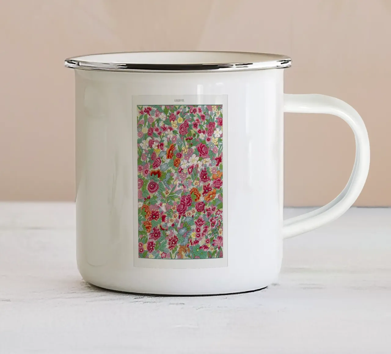Colorful flower pattern tazza in smalto da vintageshop