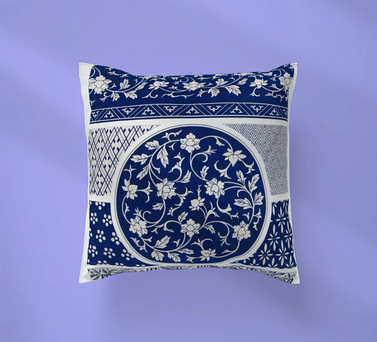 Blue flower pattern coussin de vintageshop