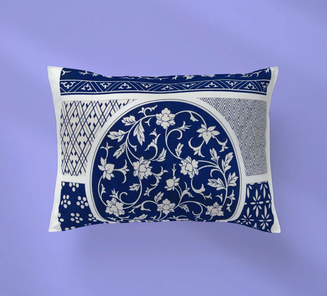 Blue flower pattern coussin de vintageshop
