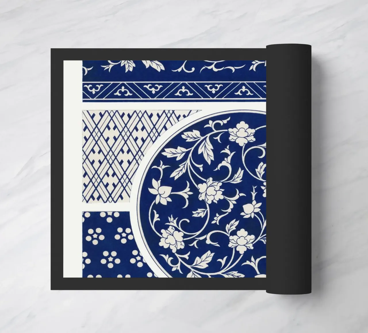 Blue flower pattern doormat by vintageshop