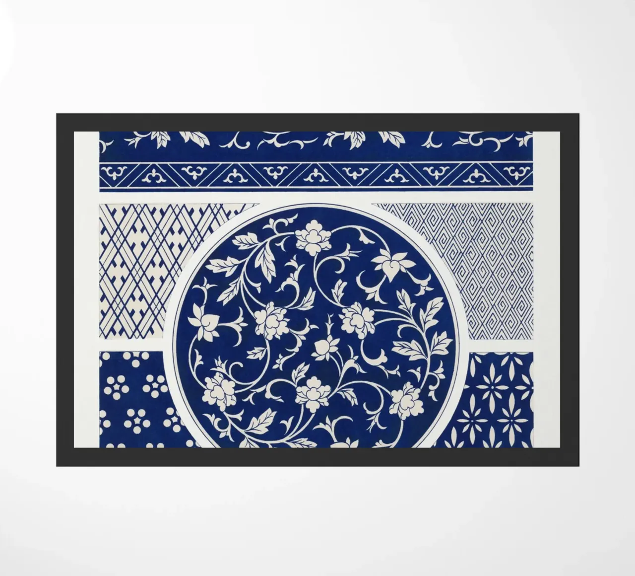 Blue flower pattern doormat by vintageshop