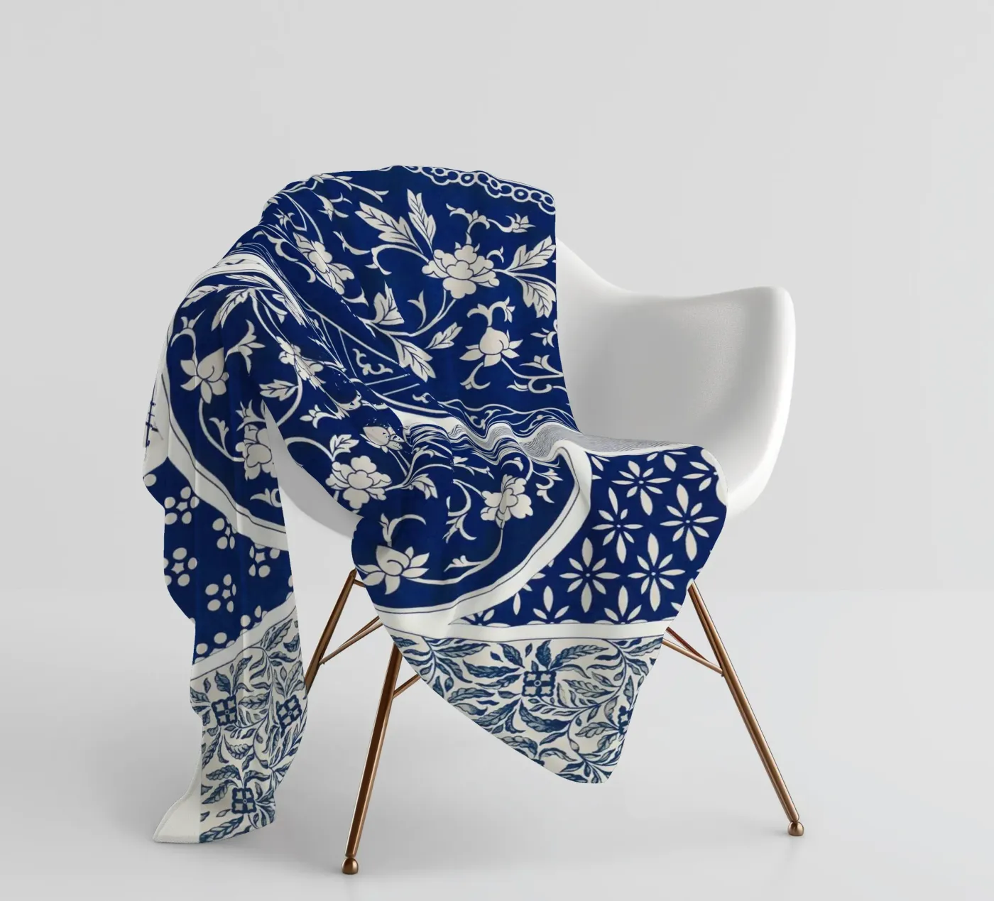 Blue flower pattern Fleecedecke von vintageshop