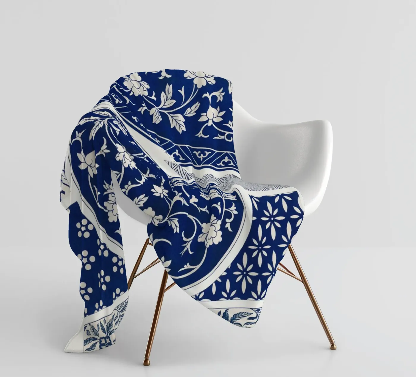 Blue flower pattern Fleecedecke von vintageshop