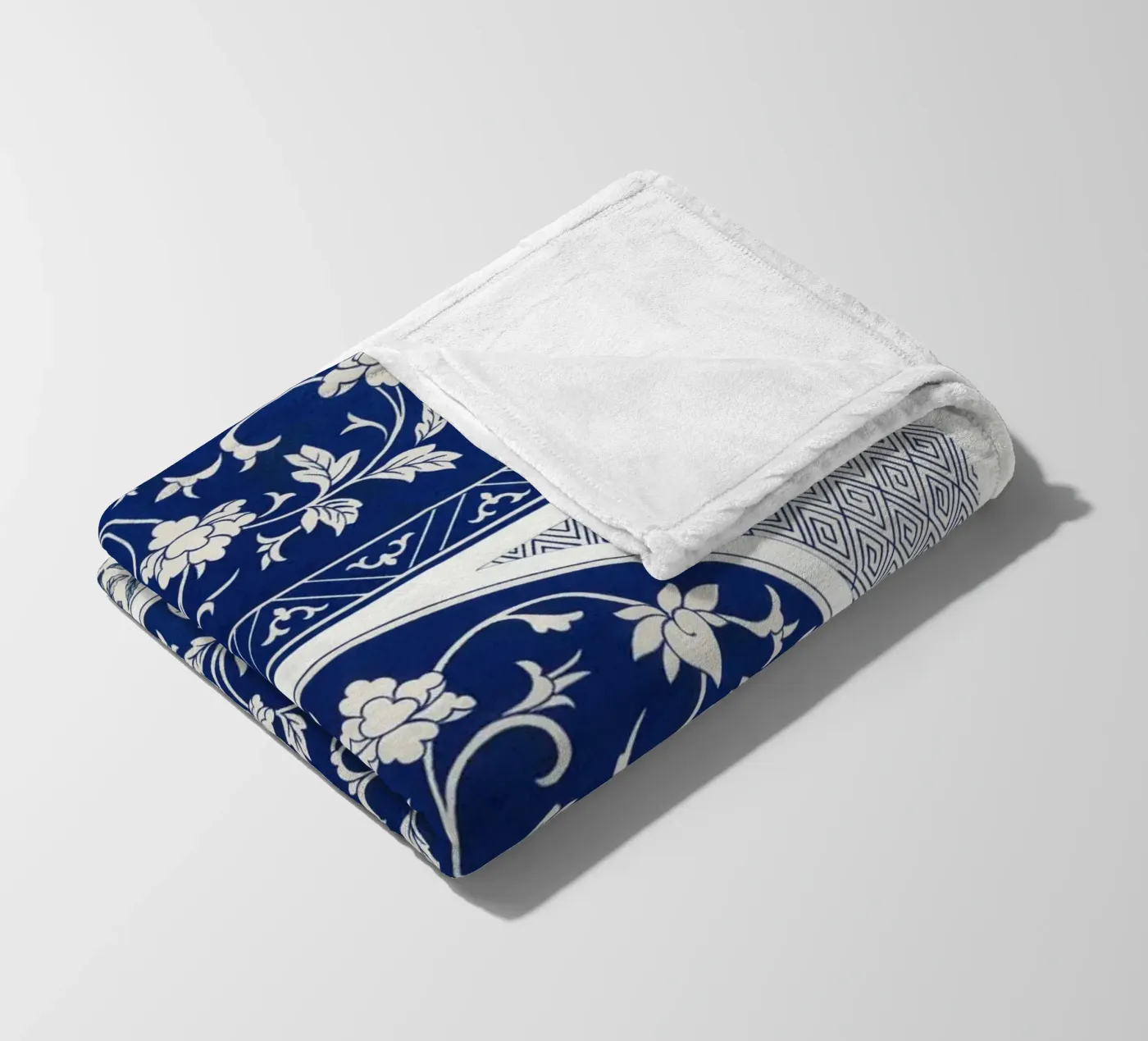 Blue flower pattern Fleecedecke von vintageshop