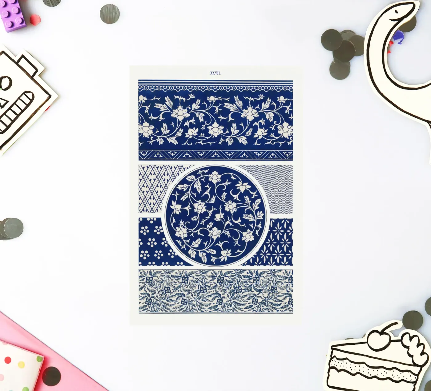 Blue flower pattern sticker by vintageshop