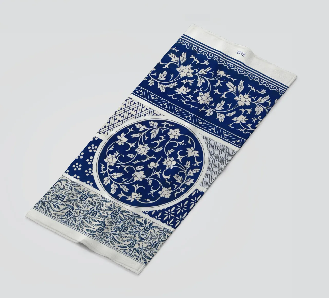 Blue flower pattern telo mare da vintageshop
