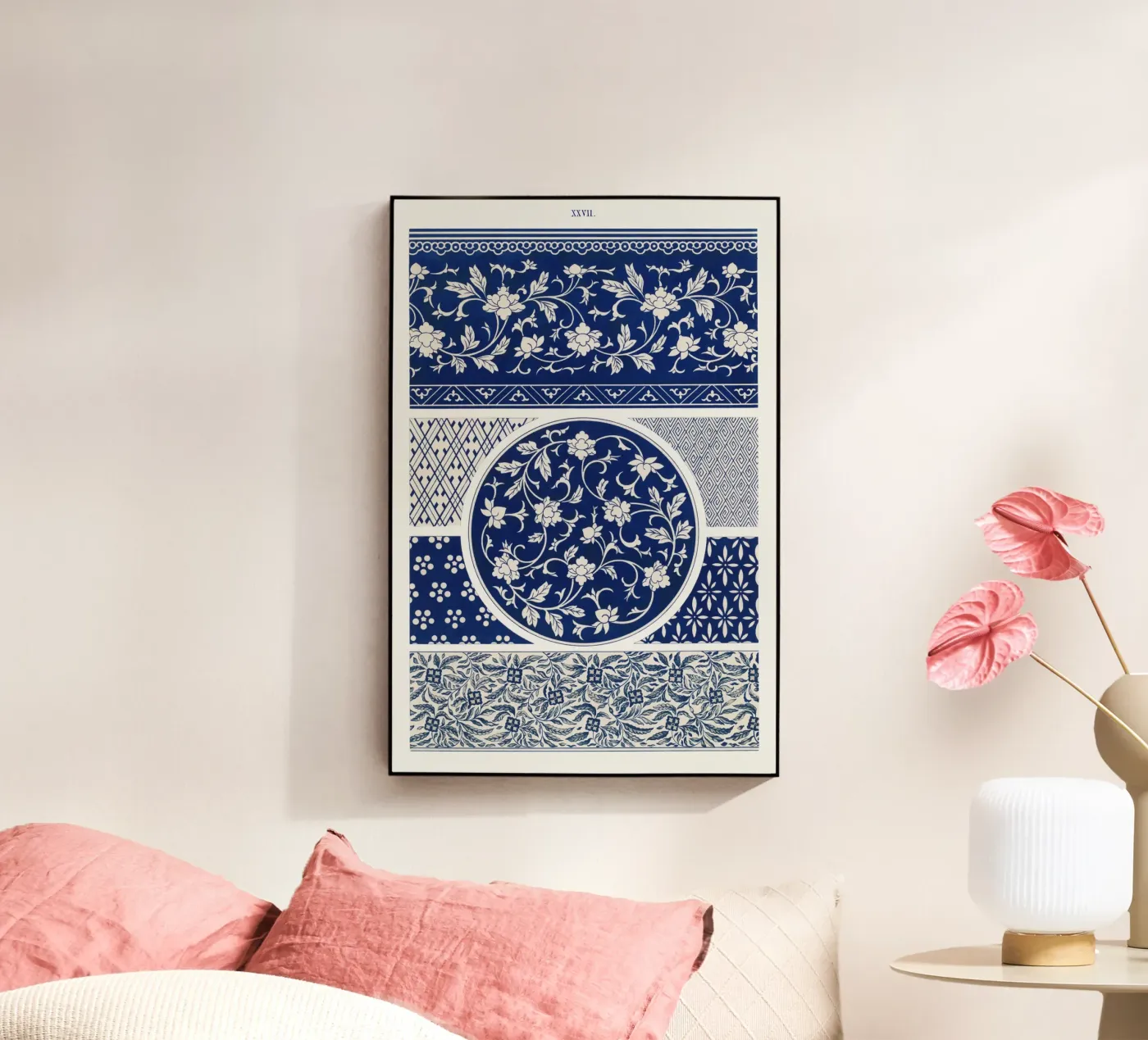 Blue flower pattern plexiglas de vintageshop