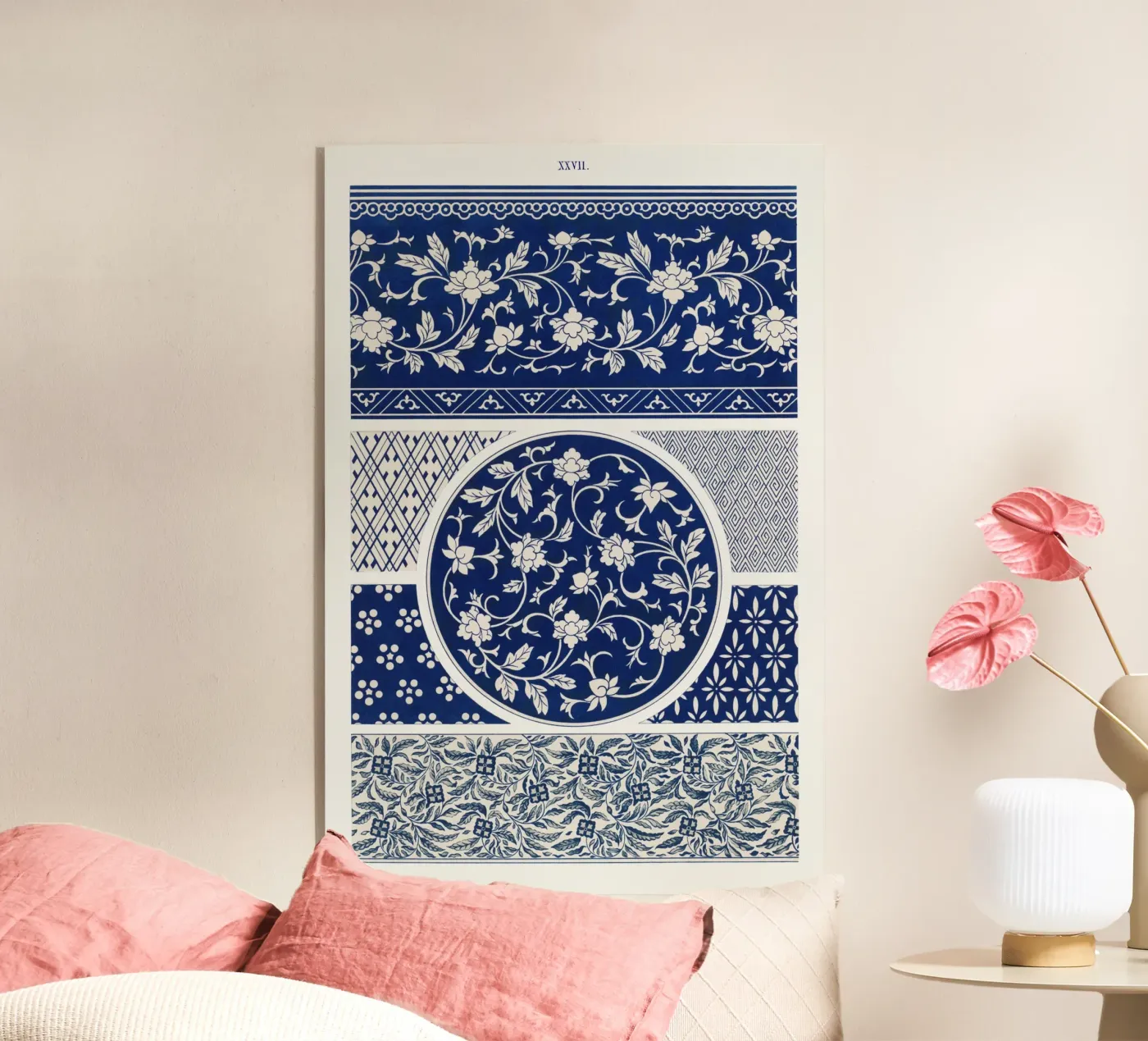 Blue flower pattern plexiglas de vintageshop