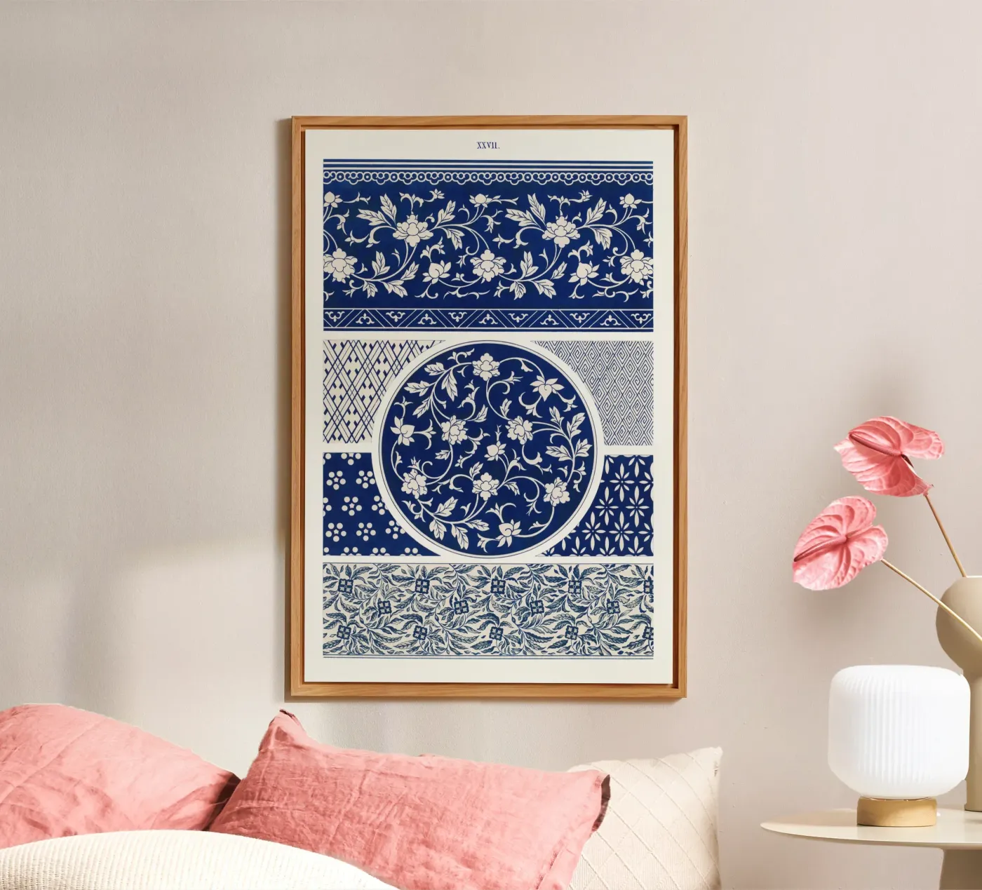 Blue flower pattern forex plate by vintageshop