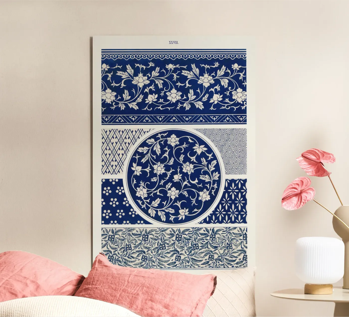 Blue flower pattern forex plate by vintageshop