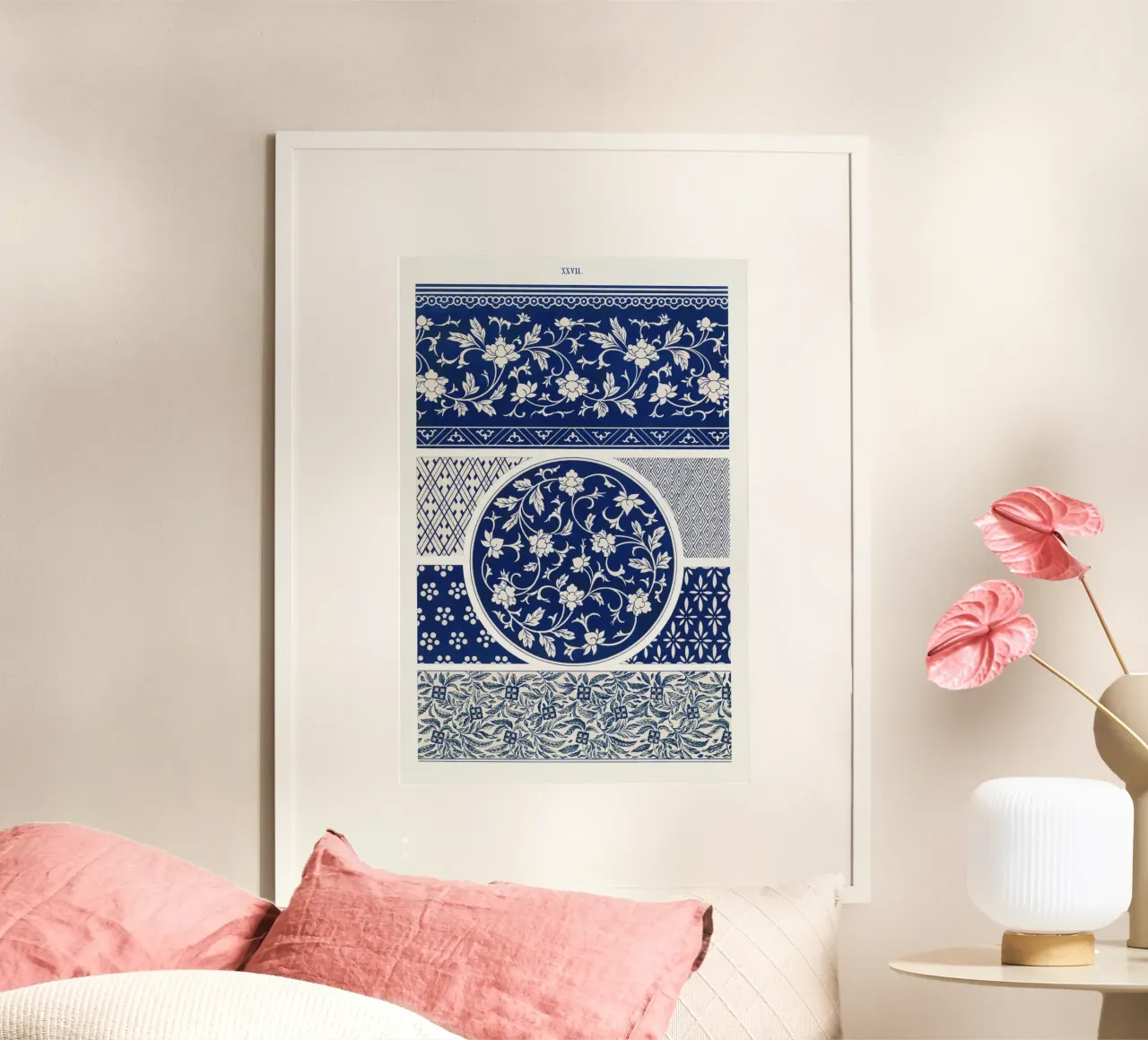 Blue flower pattern poster da vintageshop