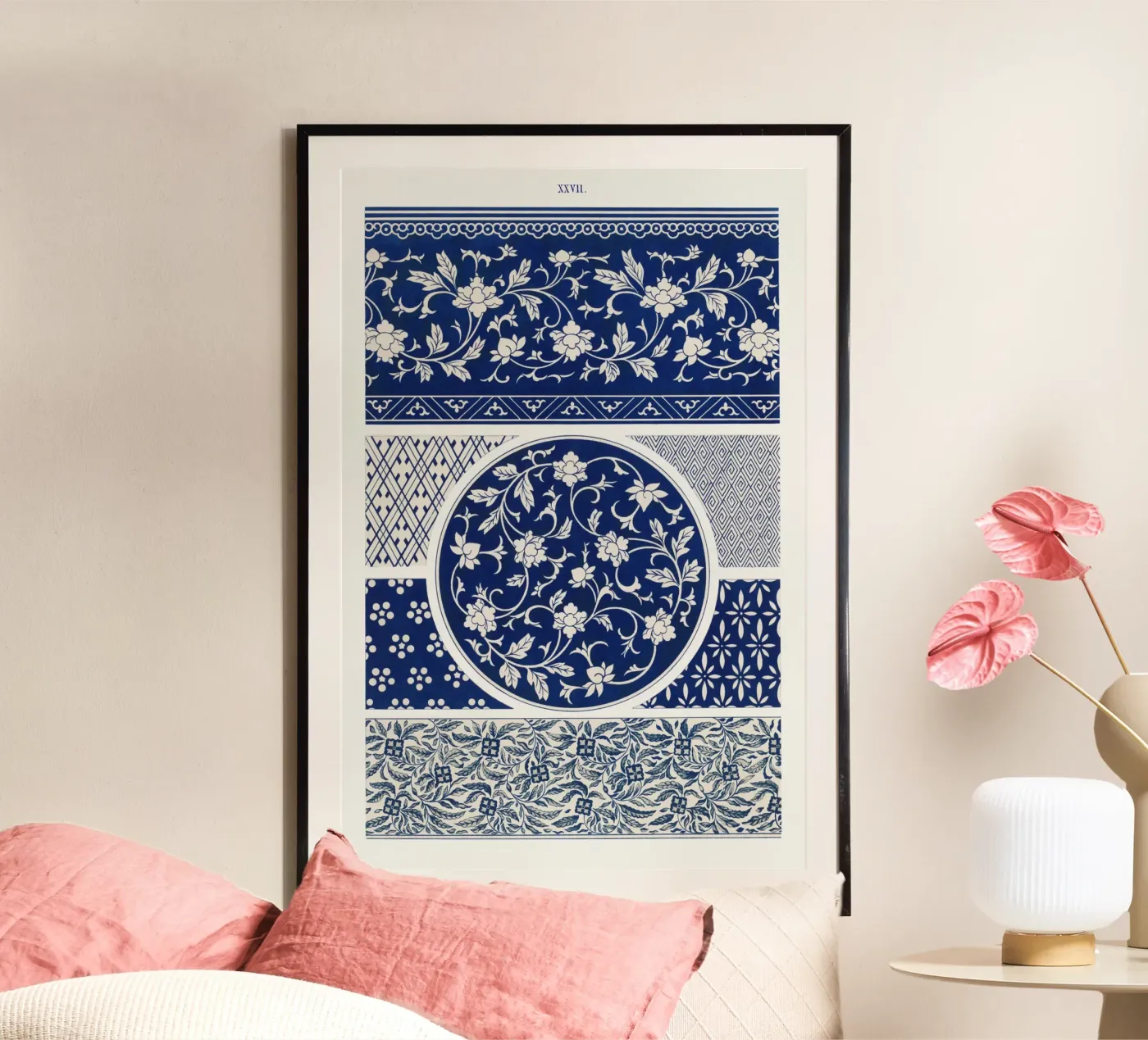Blue flower pattern Poster von vintageshop