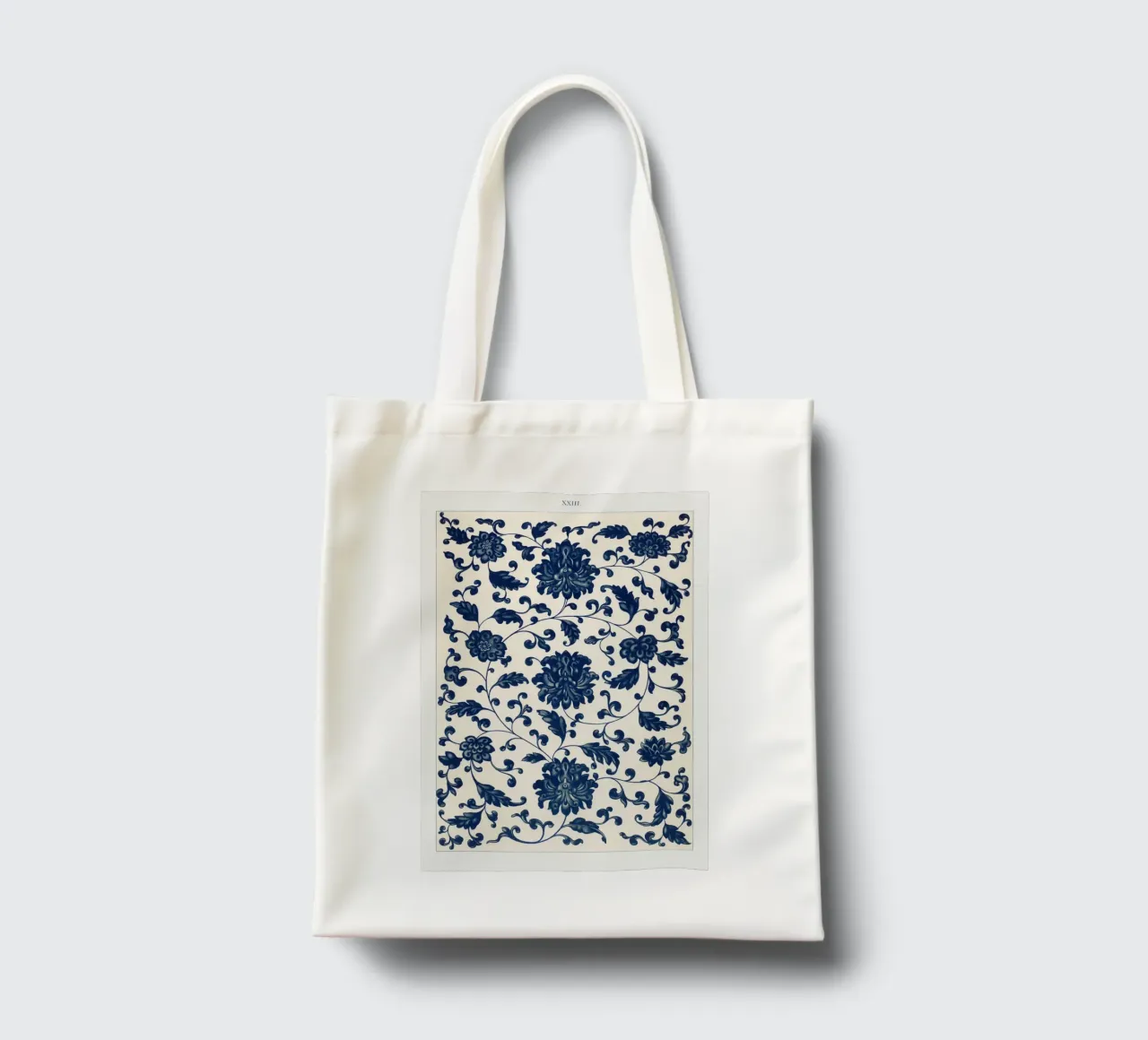 Blue flower pattern borsa in juta da vintageshop