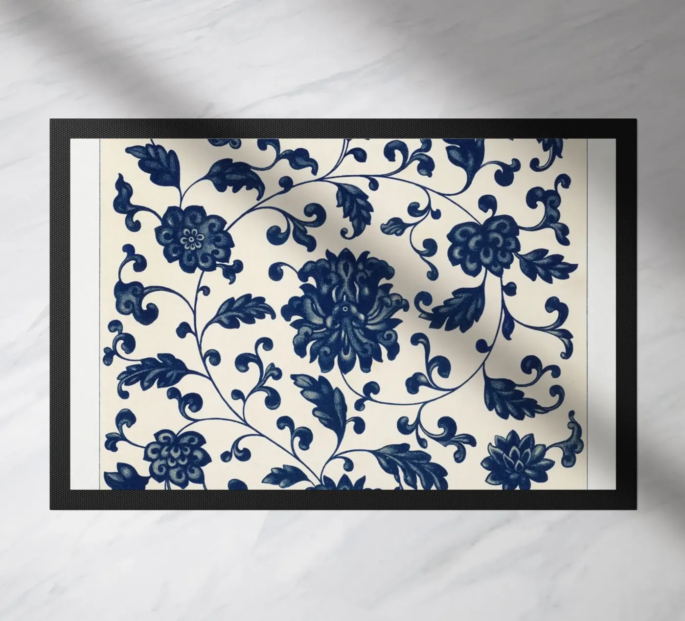 Blue flower pattern Fußmatte von vintageshop