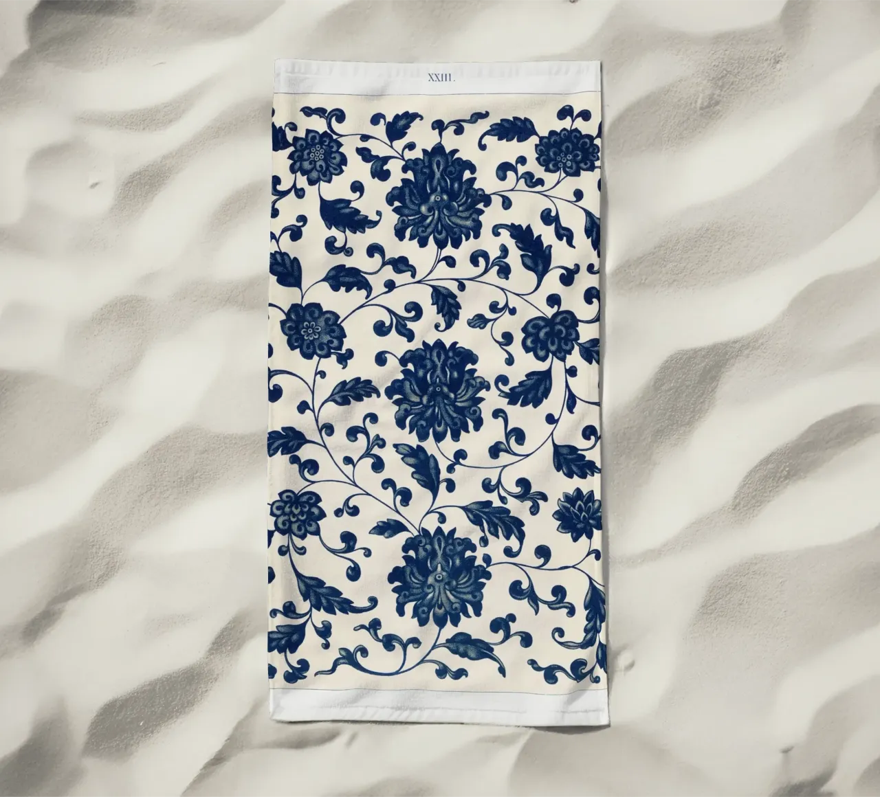 Blue flower pattern telo mare da vintageshop