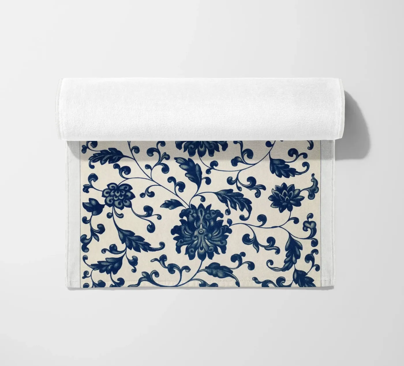 Blue flower pattern strandhanddoek van vintageshop