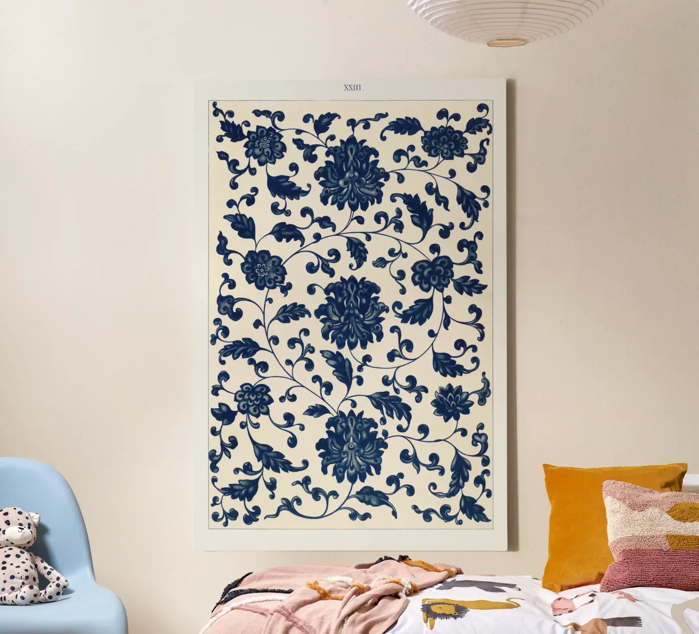 Blue flower pattern tela da vintageshop