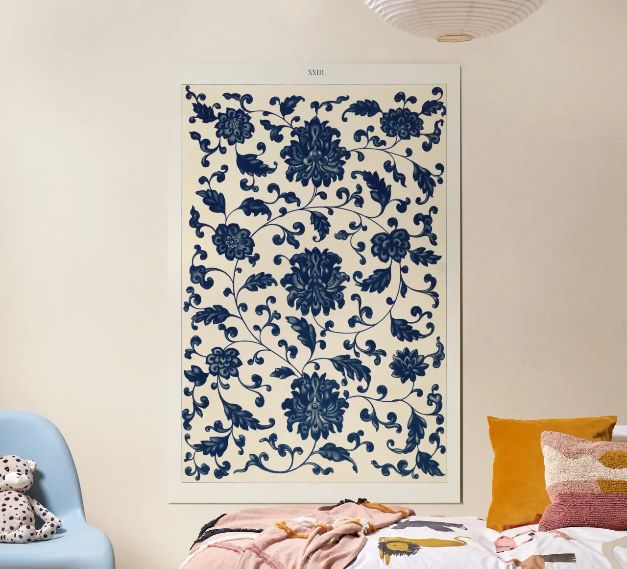 Blue flower pattern carta hahnemühle da vintageshop